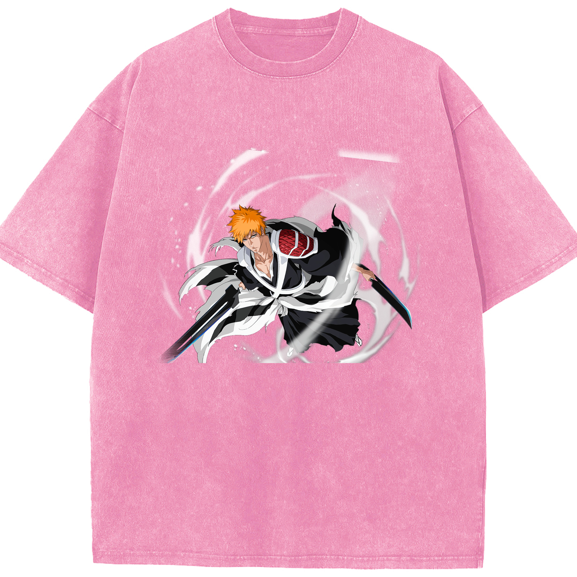 （画像用） ブリーチ 黒崎一護（くろさき いちご）BLEACH Kurosaki Ichigo 綿100% ヴィンテージ風 半袖Tシャツ（フロントプリント）